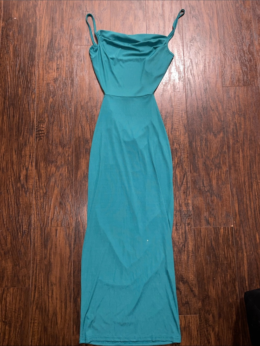 SHEIN Teal Cowl Neck Slip Maxi Dress